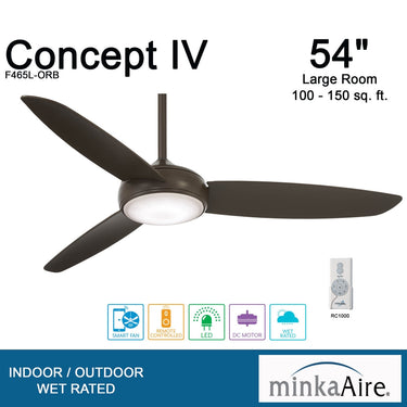 Minka Aire Concept Iv Led F465L 54" Ceiling Fan W/ Led Light Kit 7
