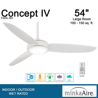 Minka Aire Concept Iv Led F465L 54" Ceiling Fan W/ Led Light Kit 8