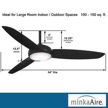 Minka Aire Concept Iv Led F465L 54" Ceiling Fan W/ Led Light Kit 16