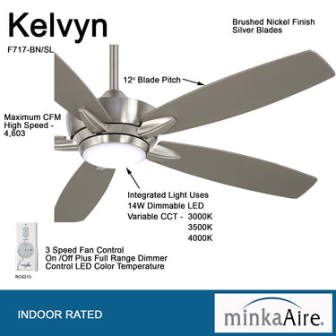 Minka Aire Kelvyn 52" Ceiling Fan W/LED Light Kit - F717L 2