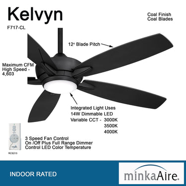 Minka Aire Kelvyn 52" Ceiling Fan W/LED Light Kit - F717L 5
