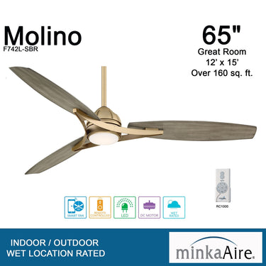 Minka Aire Molino LED 65" Ceiling Fan W/ LED Light Kit - F742L 4