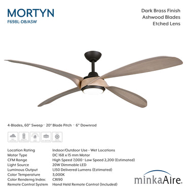 Minka Aire Mortyn 60" LED Indoor/Outdoor Ceiling Fan - F698L 10