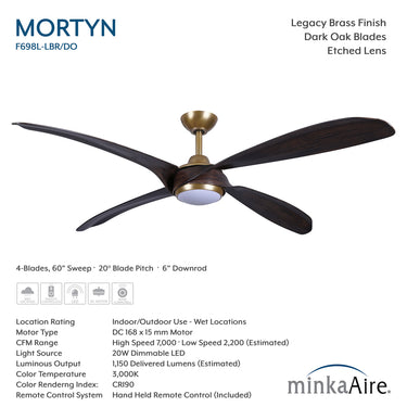 Minka Aire Mortyn 60" LED Indoor/Outdoor Ceiling Fan - F698L 26