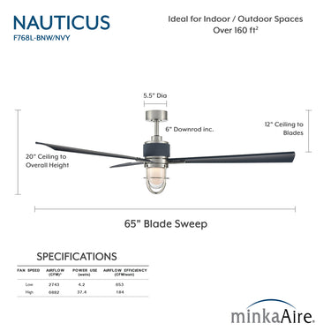 Minka Aire Nauticus 65" LED Smart Indoor/Outdoor Ceiling Fan - F768L 32
