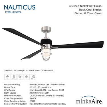 Minka Aire Nauticus 65" LED Smart Indoor/Outdoor Ceiling Fan - F768L 7