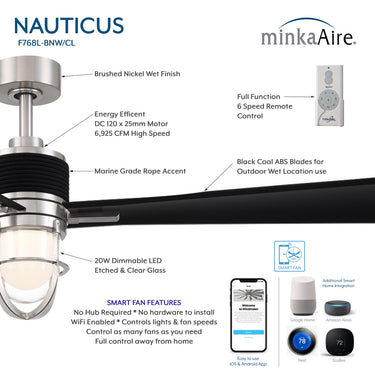 Minka Aire Nauticus 65" LED Smart Indoor/Outdoor Ceiling Fan - F768L 8