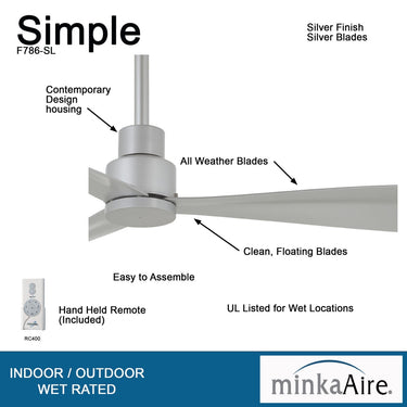 Minka Aire Simple 44" F786 44" Led Ceiling Fan 22