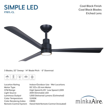 Minka Aire Simple 52" LED Indoor/Outdoor Ceiling Fan - F787L 19