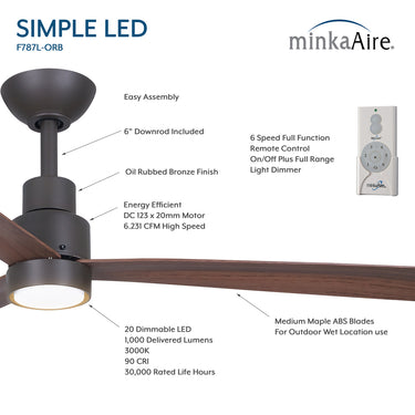 Minka Aire Simple 52" LED Indoor/Outdoor Ceiling Fan - F787L 33