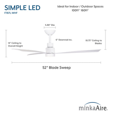 Minka Aire Simple 52" LED Indoor/Outdoor Ceiling Fan - F787L 42