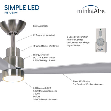 Minka Aire Simple 52" LED Indoor/Outdoor Ceiling Fan - F787L 8
