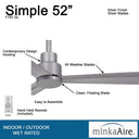 Minka Aire Simple F787 52" Outdoor Ceiling Fan 9