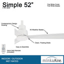 Minka Aire Simple F787 52" Outdoor Ceiling Fan 12