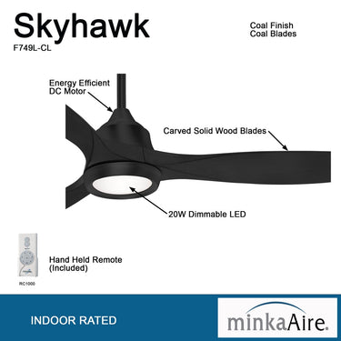 Minka Aire Skyhawk F749L 60" Ceiling Fan W/ Led Light Kit 3