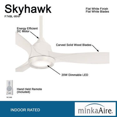 Minka Aire Skyhawk F749L 60" Ceiling Fan W/ Led Light Kit 4