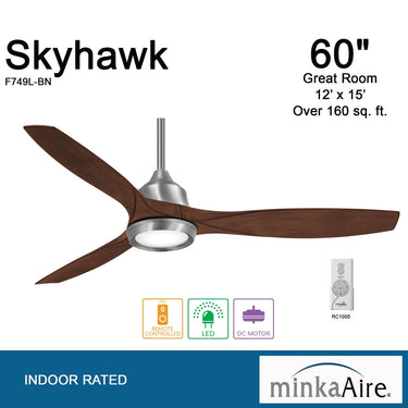 Minka Aire Skyhawk F749L 60" Ceiling Fan W/ Led Light Kit 5