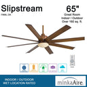 Minka Aire Slipstream LED 65" Ceiling Fan W/ LED Light Kit - F888L 1