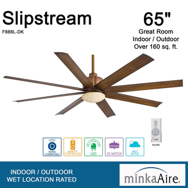 Minka Aire Slipstream LED 65" Ceiling Fan W/ LED Light Kit - F888L 1