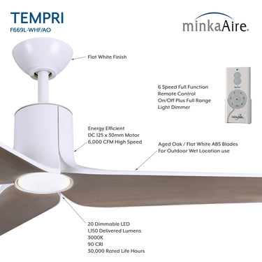 Minka Aire Tempri 56" LED Indoor/Outdoor Ceiling Fan - F669L 24