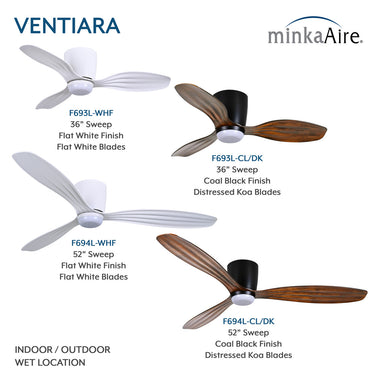 Minka Aire Ventiara 36" LED Flush Mount Indoor/Outdoor Ceiling Fan - F693L 10