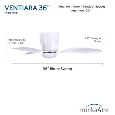 Minka Aire Ventiara 36" LED Flush Mount Indoor/Outdoor Ceiling Fan - F693L 20