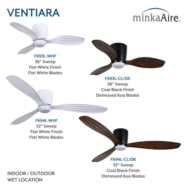 Minka Aire Ventiara 36" LED Flush Mount Indoor/Outdoor Ceiling Fan - F693L 21