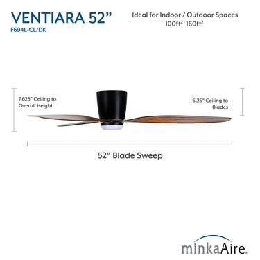 Minka Aire Ventiara 52" LED Flush Mount Indoor/Outdoor Ceiling Fan - F694L 11