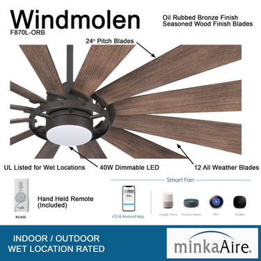 Minka Aire Windmolen F870L 65In Led Ceiling Fan 7