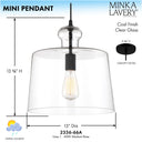 Minka Lavery 2336-66A Mini Pendant - 1 Light Mini Pendant in Coal 2