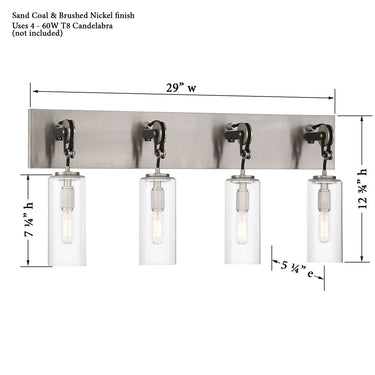 Minka Lavery 2894-691 Pullman Junction - 4 Lights Bath in Coal and Brushed Nickel 3