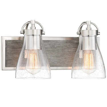 Minka Lavery 3342-098 Garrison 2 Light Bath in Brushed Nickel W/Shale Wood 1