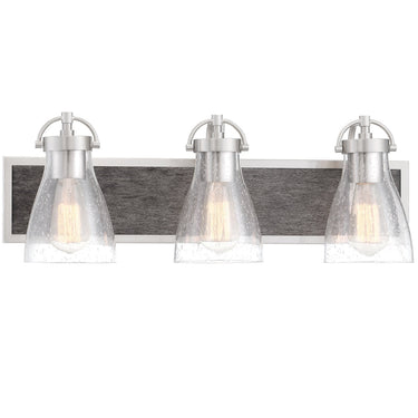 Minka Lavery 3343-098 Garrison 3 Light Bath in Brushed Nickel W/Shale Wood 1