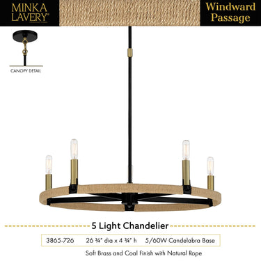 Minka Lavery 3865-726 Windward Passage - 5 Light Chandelier in Coal 2