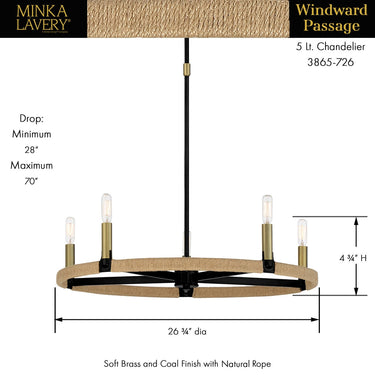 Minka Lavery 3865-726 Windward Passage - 5 Light Chandelier in Coal 4