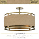Minka Lavery 3869-695 Windward Passage 4 Light Semi Flush in Soft Brass 2