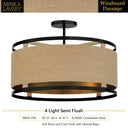 Minka Lavery 3869-726 Windward Passage - 4 Light Semi Flush in Coal 2