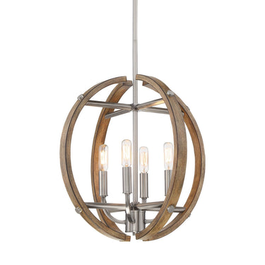 Minka Lavery 4012-280 Country Estates - 4 Light Pendant in Sun Faded Wood with Brush Nickel Accents 1