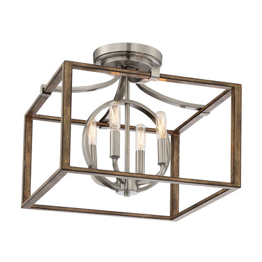 Minka Lavery 4013-280 Country Estates 4 Light Semi Flush in Sun Faded Wood W/Brushed Nicke 1