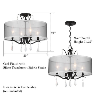 Minka Lavery 4443-582 Laurel Estate 4 Light Semi Flush Mount 12