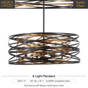 Minka Lavery 4673-111 Vortic Flow 6 Light Pendant 4
