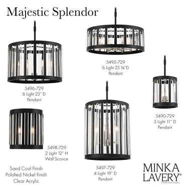 Minka Lavery 5496-729 Majestic Splendor - 6 Light Chandelier in Polished Nickel And Sand Coal 2