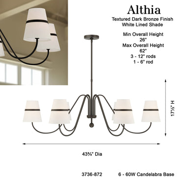 Minka Lavery Althia 43.75" 6 Light Chandelier - 3736-872 8