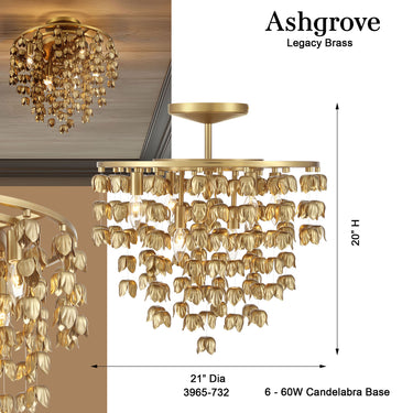 Minka Lavery Ashgrove 21" 6 Light Semi Flush - 3965-732 6