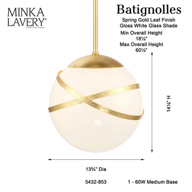 Minka Lavery Batignolles 1 Light Pendant - 5432-853 4