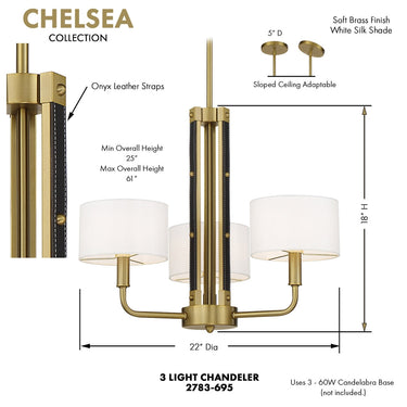 Minka Lavery Chelsea 3 Light Chandelier - 2783-695 4