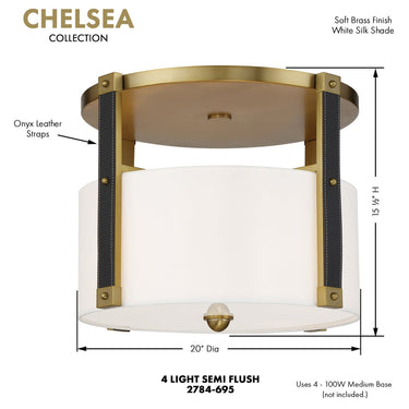 Minka Lavery Chelsea 4 Light Semi Flush - 2784-695 3