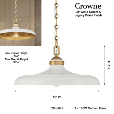 Minka Lavery Crowne 16" 1 Light Pendant - 3935 28