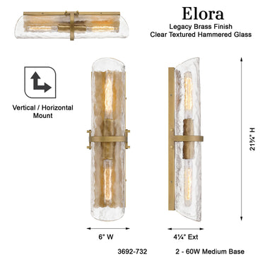 Minka Lavery Elora 6" 2 Light Vanity Light - 3692-732 5