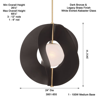 Minka Lavery Gloria 24" 1 Light Pendant - 3951 16